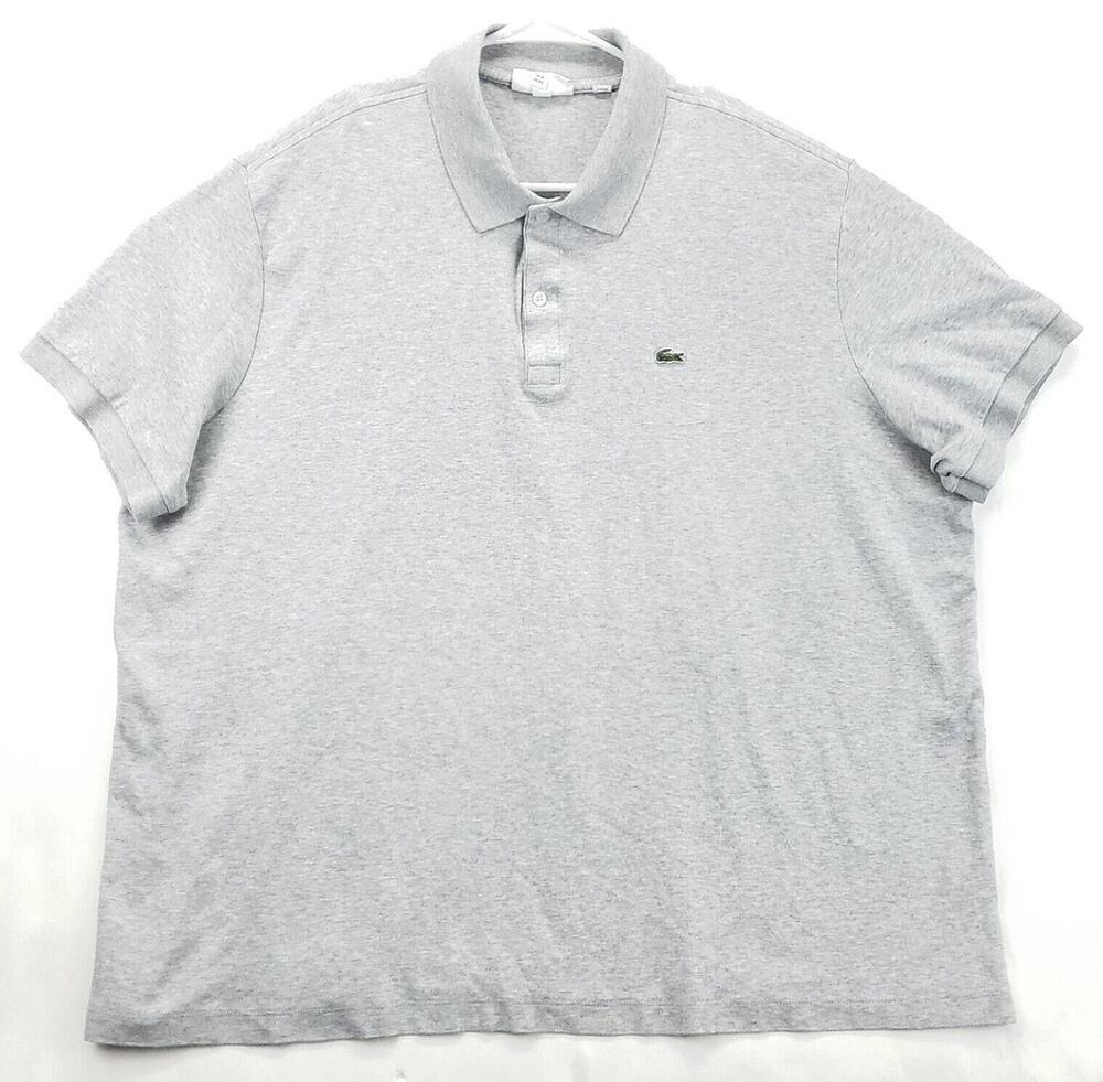 Lacoste Polo Shirt 4XL Gray 100% Cotton Short Sleeve Regular Fit Golf